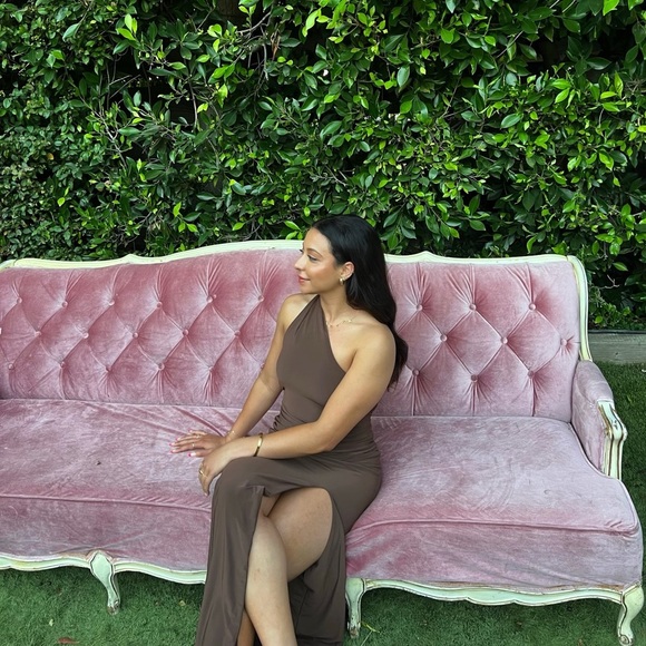 Club L London Chocolate brown one shoulder maxi dress with open back detail - Picture 9 of 9